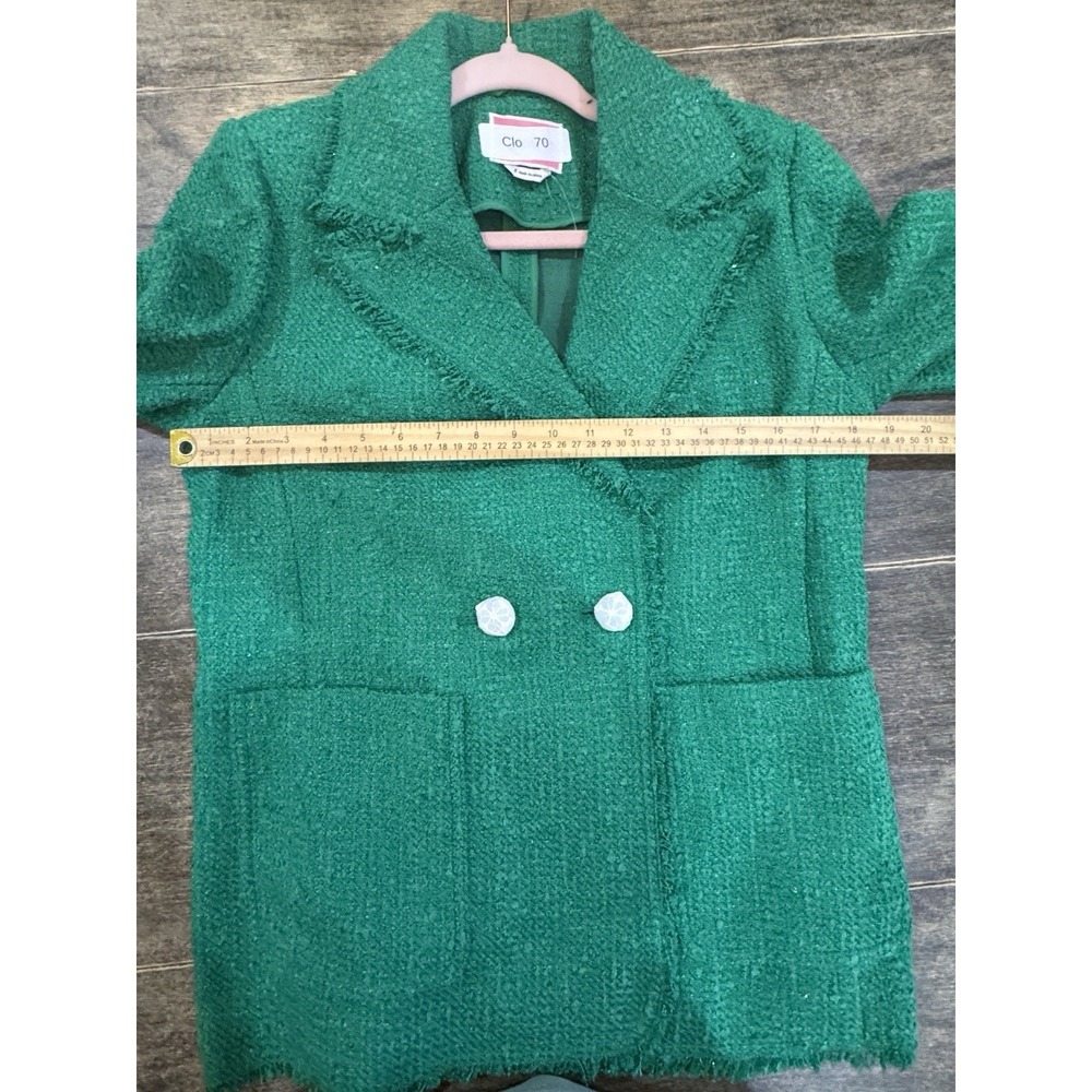 Kate Spade sequin tweed‎ Double Breasted blazer Kelly green Size 8 Shamrock - Picture 6 of 12